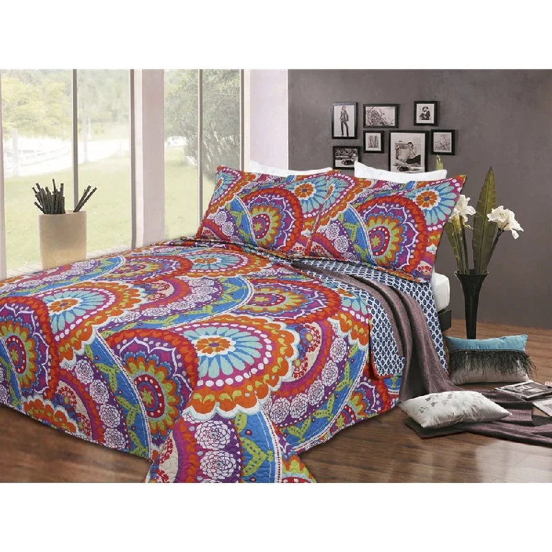 Goose down comforters known for their superior quality and insulationBlue and Orange Floral Quilt Set