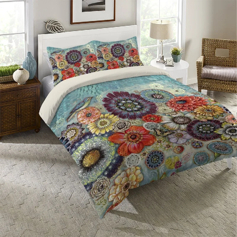 Synthetic - filled comforters like polyester for affordability and hypoallergenic propertiesBlue Bird Boho Queen Comforter