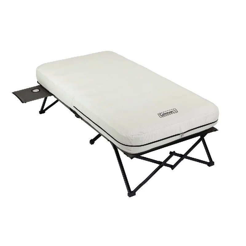 Latex mattresses with natural bounce and breathabilityCamping Cot with Side Tables, Air Mattress & Battery Pump, Twin