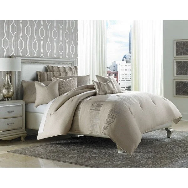 Queen - size comforters for standard queen - sized mattressesCaptiva 10-Piece Neutral King Comforter Set