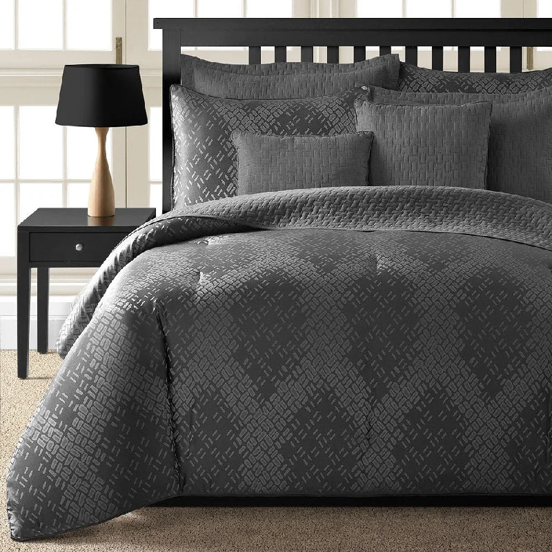 Synthetic - filled comforters like polyester for affordability and hypoallergenic propertiesComfy Bedding Galaxy Grey Jacquard 5-piece Comforter Set