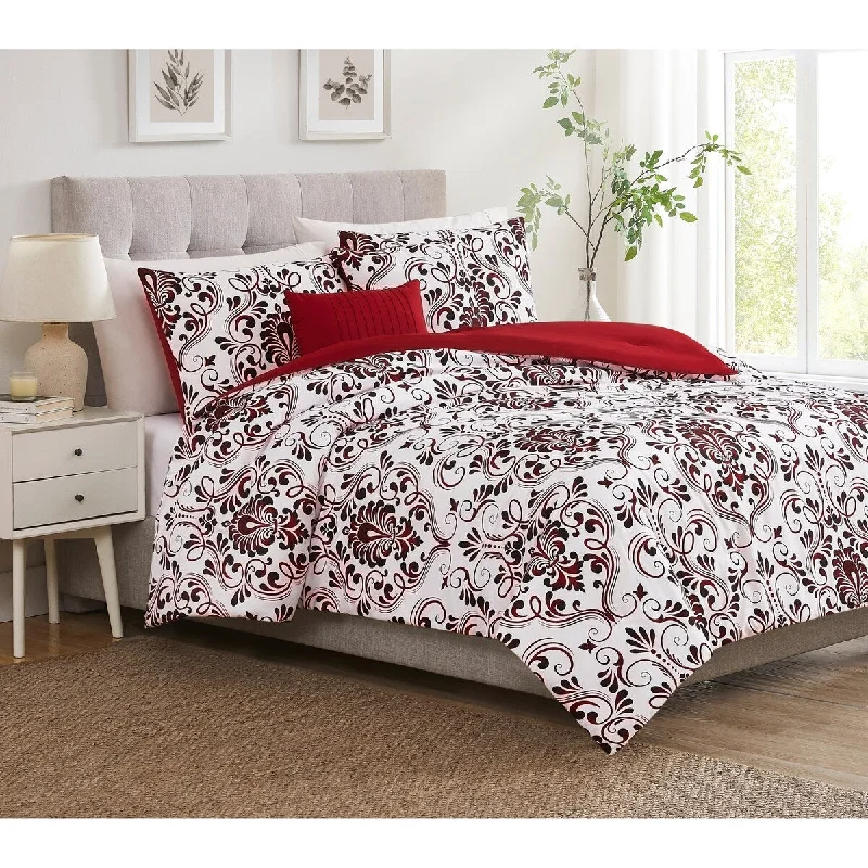 Bamboo - fiber - filled comforters with antibacterial and breathable qualitiesDallas 5-PIece Comforter Set Red