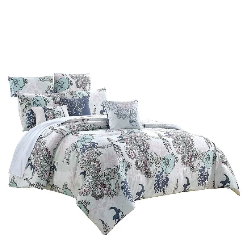 Silk - filled comforters for a luxurious and smooth touchEsca Bailee Fabric Polyester 8PC Comforter Set