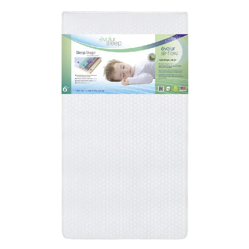 Innerspring mattresses with coil counts for supportEvolur Sleep Triple Stage Air Flow with Natural Fiber Crib Mattress