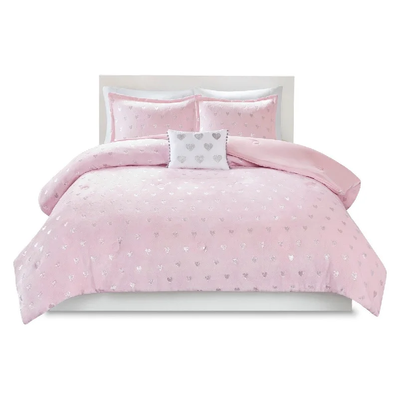 Synthetic - filled comforters like polyester for affordability and hypoallergenic propertiesGracie Mills Elysia Metallic Animal Printed Plush Comforter Set