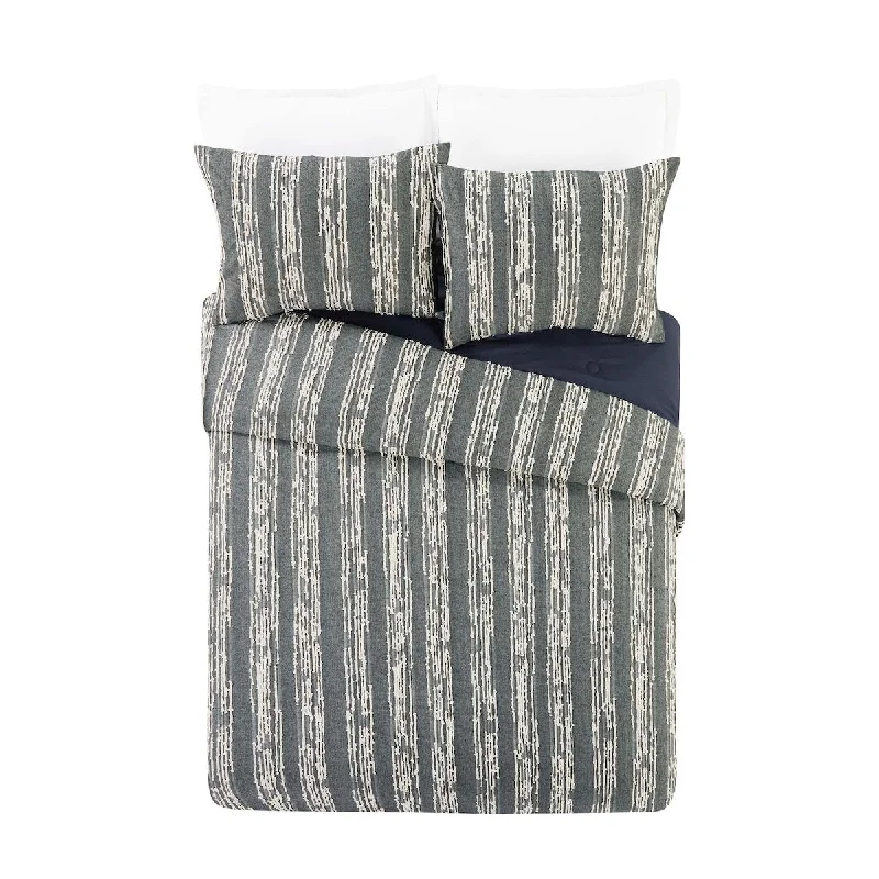 Full - size comforters suitable for full - sized beds in guest rooms or small bedroomsGray Striped Clipped Jacquard King Comforter 3-Piece Set