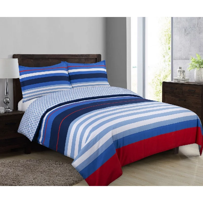 Goose down comforters known for their superior quality and insulationHarbor Stripe Comforter Set