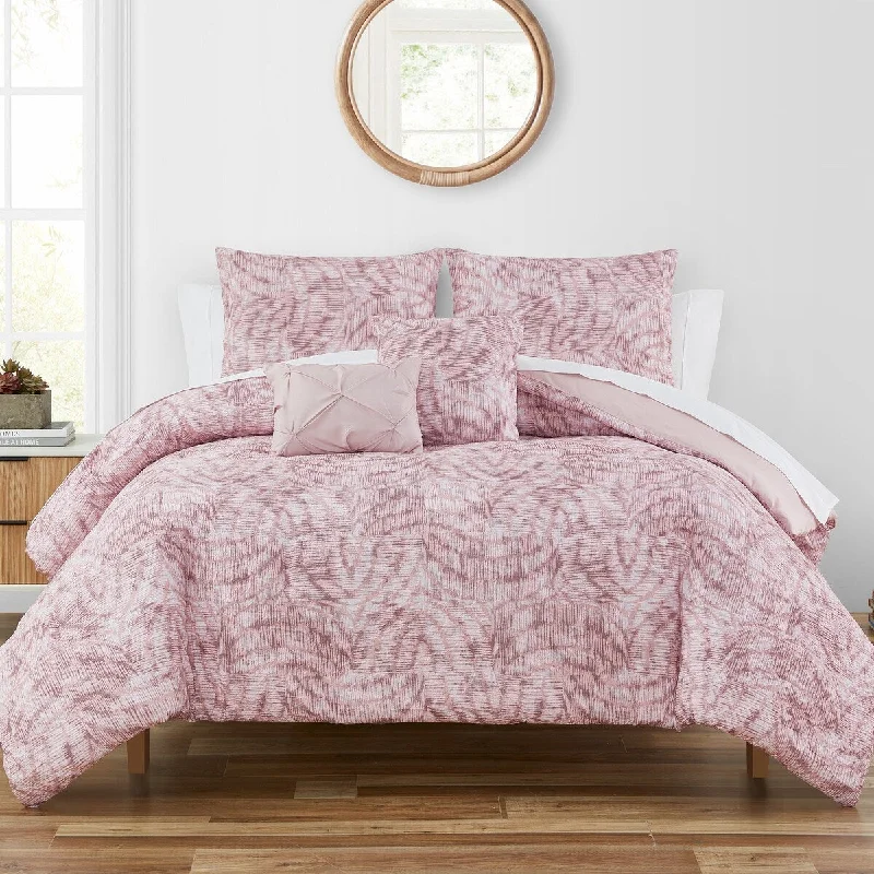 Microfiber - filled comforters that are lightweight and easy to care forHighline Bedding Co Manali Blush 5PC Comforter Set