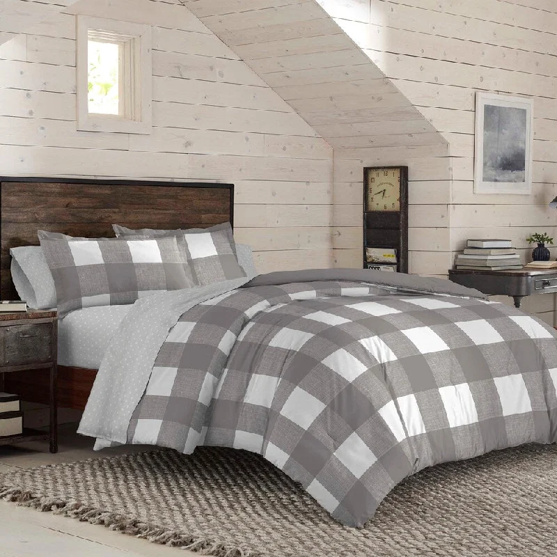 Duck down comforters with a softer feel and good warmth retentionIZOD Buffalo Plaid Reversible Comforter Set with Shams