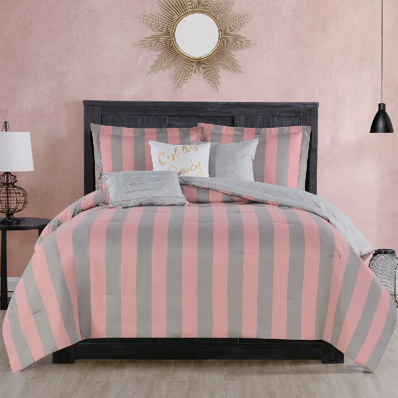 Goose down comforters known for their superior quality and insulationJuicy Couture 5 or 6-pc Reversible Cabana Stripe Bedding Set