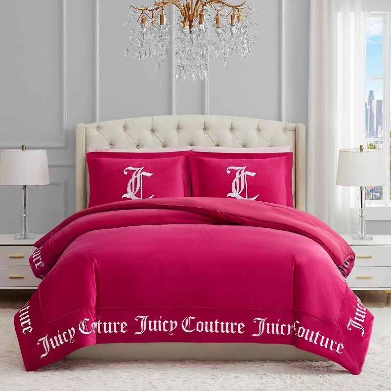 Cotton - filled comforters for a breathable and natural sleep experienceJuicy Couture Gothic Border Reversible Comforter Set, Hot Pink