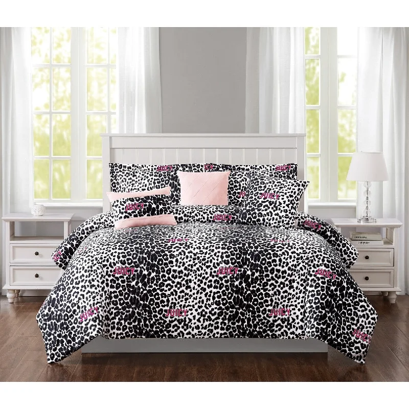 Queen - size comforters for standard queen - sized mattressesJuicy Couture Ombre Leopard Reversible Bedding Set