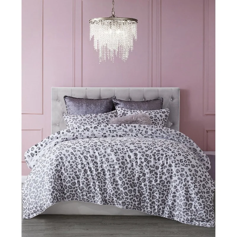 Bamboo - fiber - filled comforters with antibacterial and breathable qualitiesJuicy Couture Pearl Leopard Comforter Sets, Grey