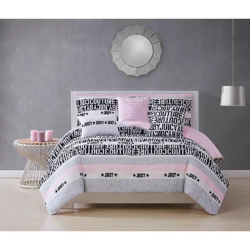 Bamboo - fiber - filled comforters with antibacterial and breathable qualitiesJuicy Couture Stencil 6-Piece Reversible Set