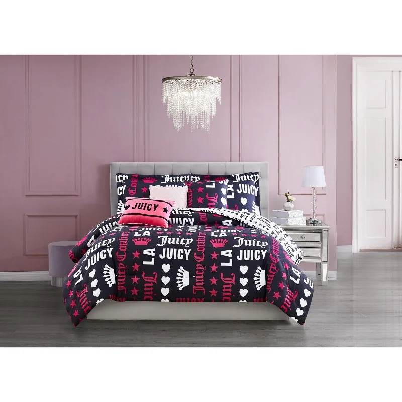 Wool - filled comforters with natural moisture - wicking and temperature - regulating featuresJuicy Couture Words Reversible Bedding Set