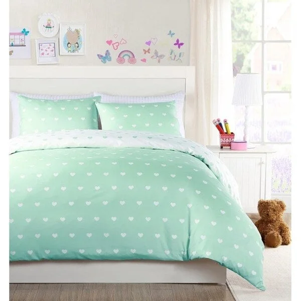 Microfiber - filled comforters that are lightweight and easy to care forLala Bash Kelly Heart 2 Piece or 3 Piece Comforter Set