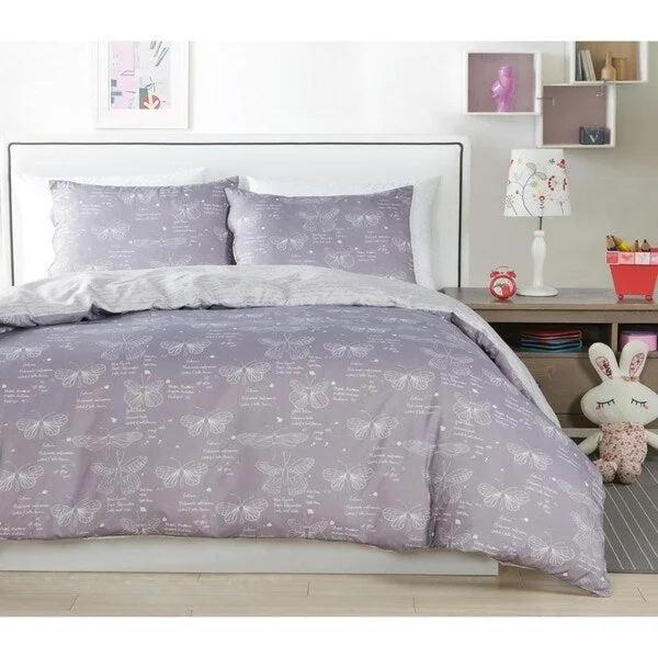 Latex - filled comforters with a bouncy texture and good supportLala Bash Malar Butterfly 2 Piece or 3 Piece Comforter Set - grey-white