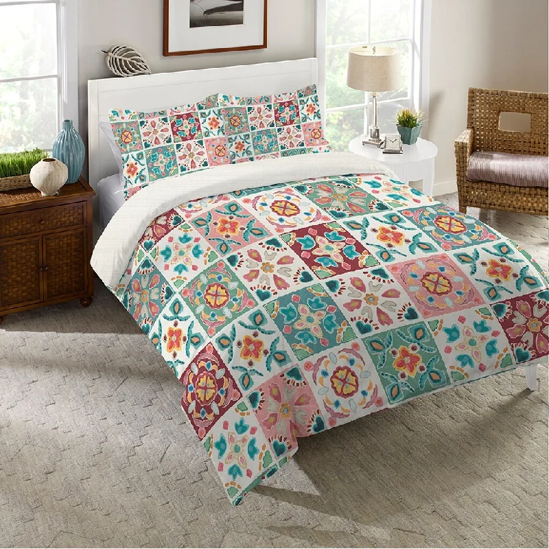 Down - filled comforters for supreme warmth and lightnessLaural Home Bohemian Tiles Comforter