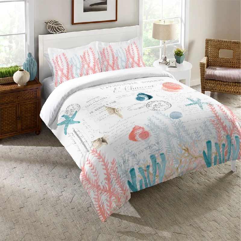 Microfiber - filled comforters that are lightweight and easy to care forLaural Home Coral Cove Comforter