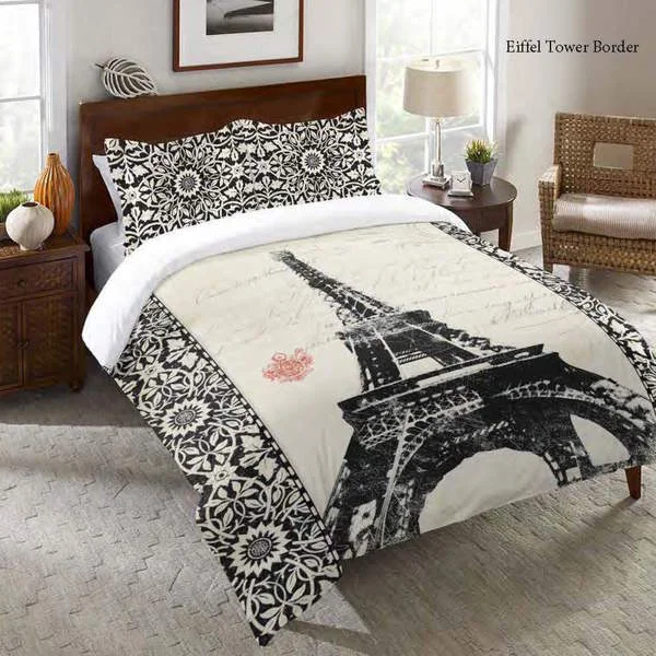 Wool - filled comforters with natural moisture - wicking and temperature - regulating featuresLaural Home Eiffel Tower Pattern Comforter