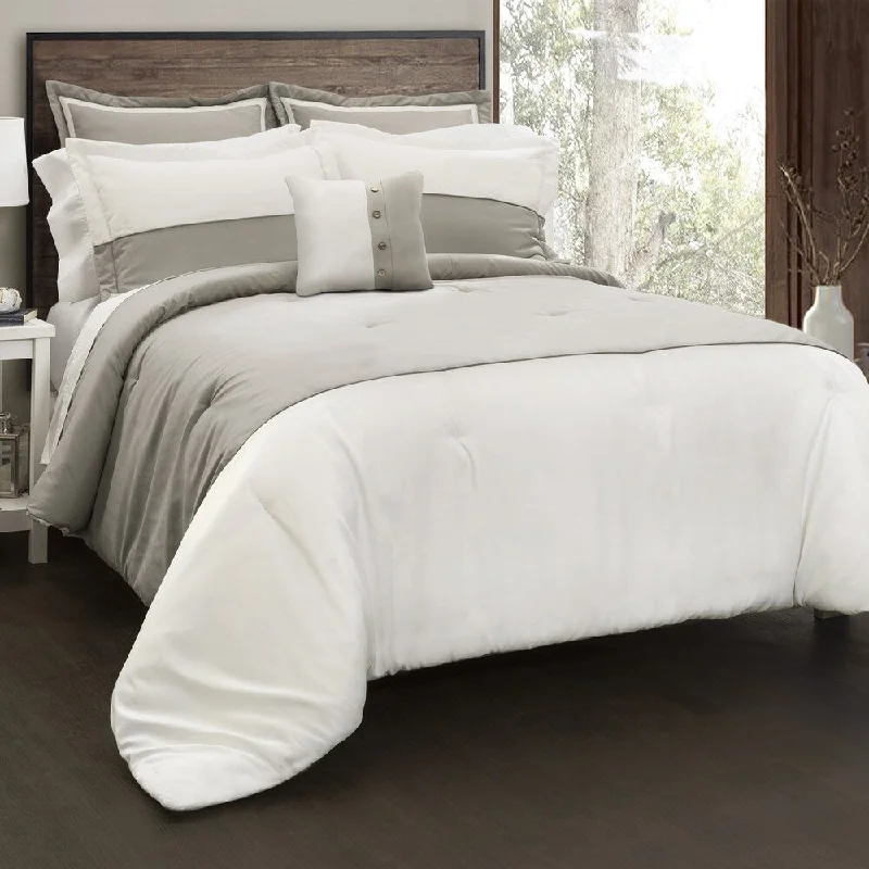 Duck down comforters with a softer feel and good warmth retentionLush Decor Contemporary Block 6 Piece Comforter Set