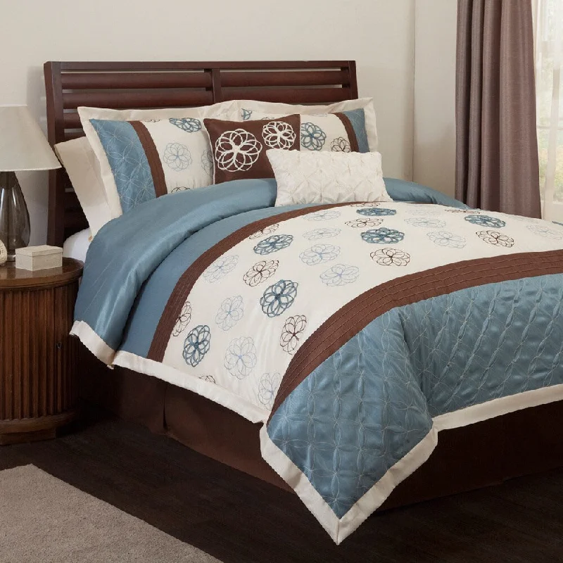 Goose down comforters known for their superior quality and insulationLush Decor Covina Blue/Brown 6-piece Comforter Set