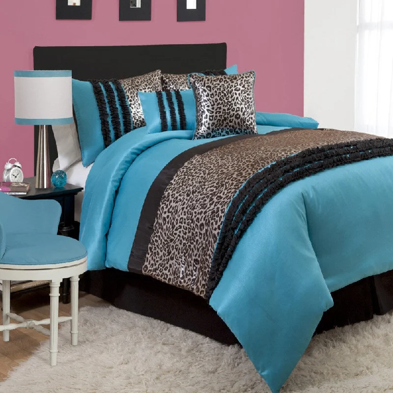 King - size comforters to fit large king - sized beds perfectlyLush Decor Kenya Black/Blue 6-piece Comforter Set