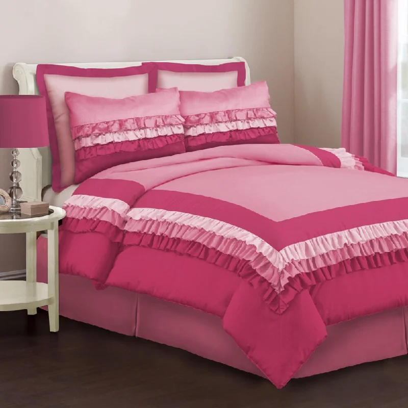 Cotton - filled comforters for a breathable and natural sleep experienceLush Decor Starlet Pink 4-Piece Full-size Comforter Set