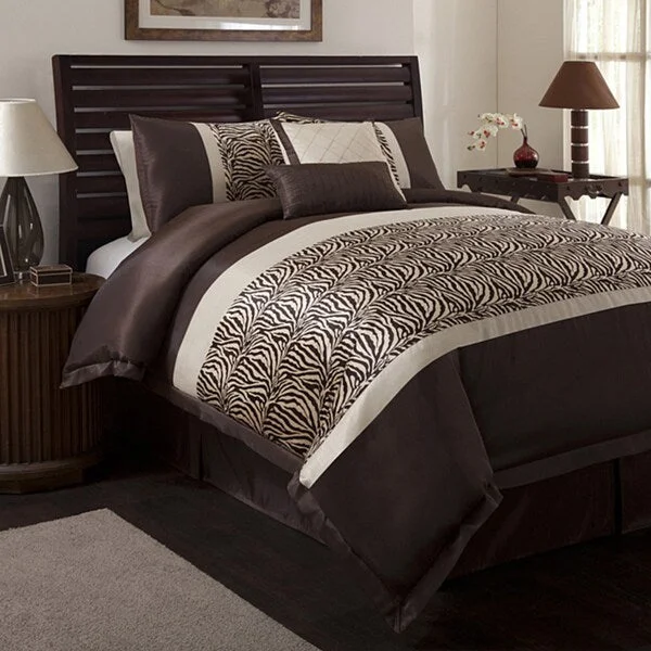 King - size comforters to fit large king - sized beds perfectlyLush Decor Zebra Taupe/ Brown 6-piece Queen-size Comforter Set