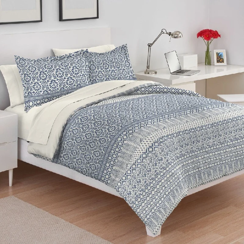 Down - filled comforters for supreme warmth and lightnessMartex Scarlett Blue Cotton Comforter Set