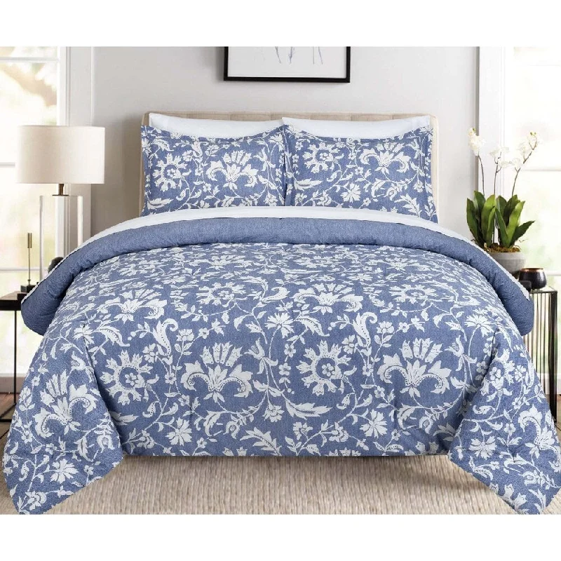 Queen - size comforters for standard queen - sized mattressesNouvelle Home Porcelain Reversible Cotton Comforter Set