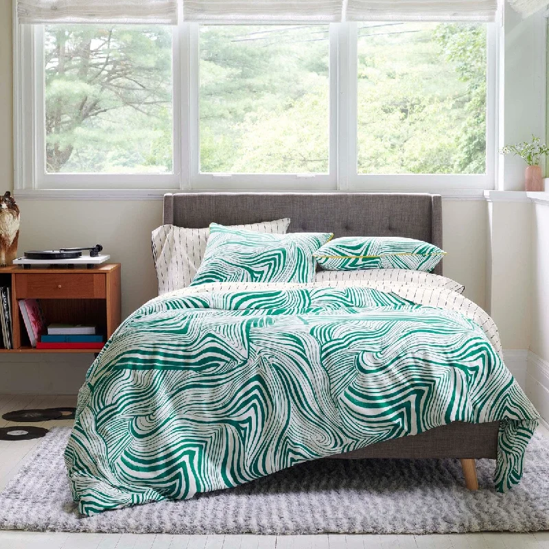 Silk - filled comforters for a luxurious and smooth touchNovogratz by Utica Zebra Marble Patina Teal Comforter Set