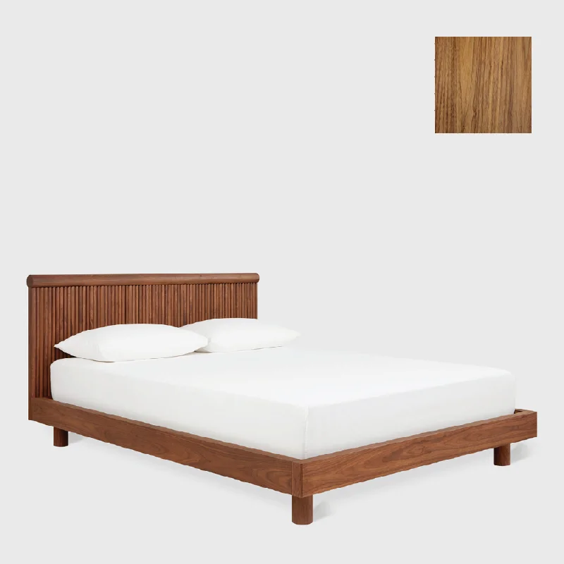 Gel - infused memory foam mattresses for cooler sleepOdeon Walnut Queen Bed