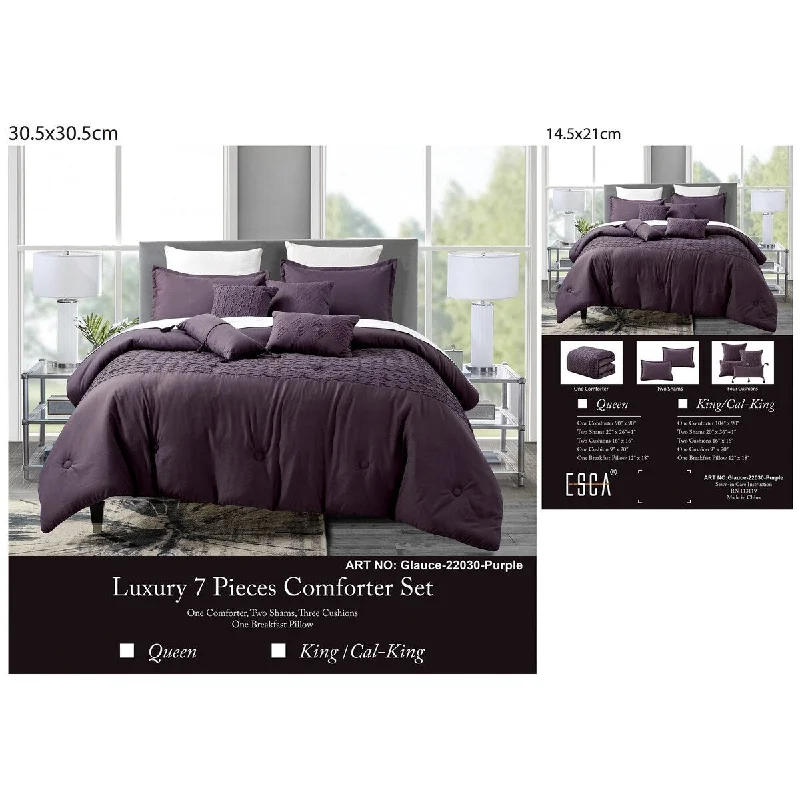 Bamboo - fiber - filled comforters with antibacterial and breathable qualitiesOquirrh Furnishings Glauce 7Pc Comforter Set - Purple