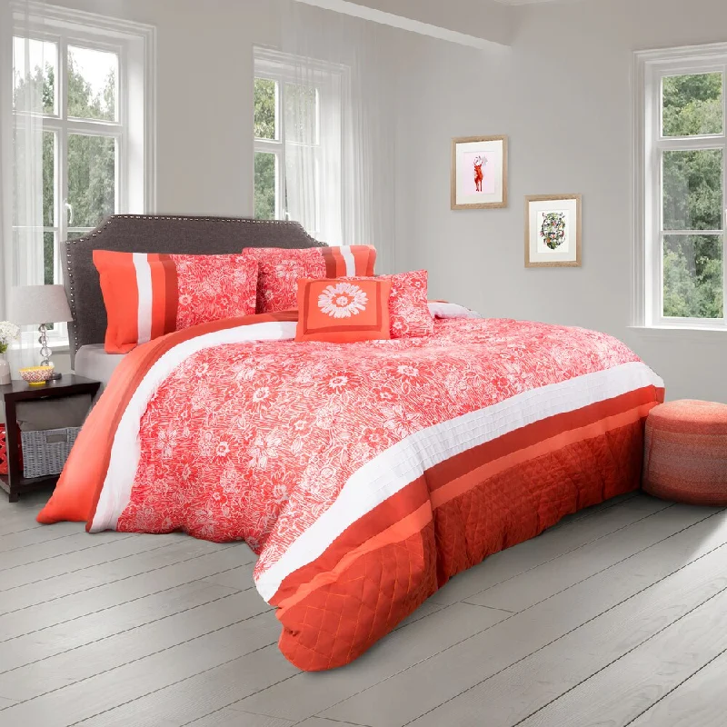 Goose down comforters known for their superior quality and insulationOrange Floral 5 Piece Comforter Set