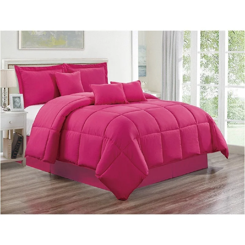 Wool - filled comforters with natural moisture - wicking and temperature - regulating featuresPink 7 Piece Down Alternative Bedding Comforter Sheet Set