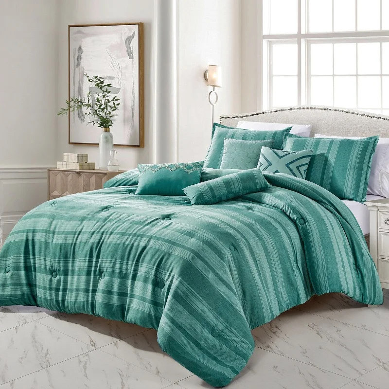 Duck down comforters with a softer feel and good warmth retentionPorch & Den Abigail Polyester 7Pc Comforter Set