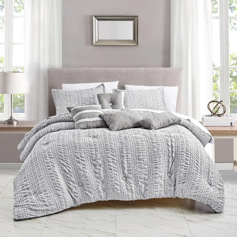 Silk - filled comforters for a luxurious and smooth touchPorch & Den Audrey Polyester 7Pc Comforter Set - GREY