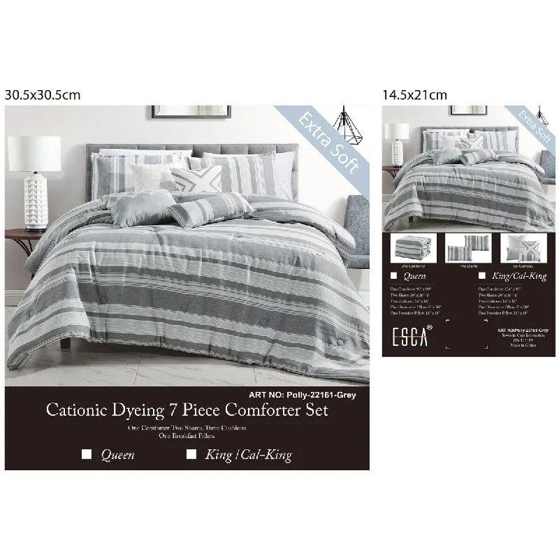 Duck down comforters with a softer feel and good warmth retentionPorch & Den Betty Polyester 7Pc Comforter Set - GREY