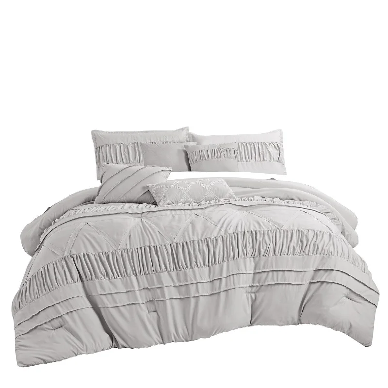 Bamboo - fiber - filled comforters with antibacterial and breathable qualitiesPorch & Den Eleanor Polyester 7Pc Comforter Set - GREY