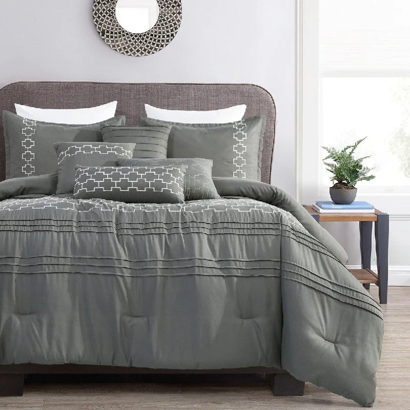 Wool - filled comforters with natural moisture - wicking and temperature - regulating featuresPorch & Den Ember Polyester 7Pc Comforter Set - GREY