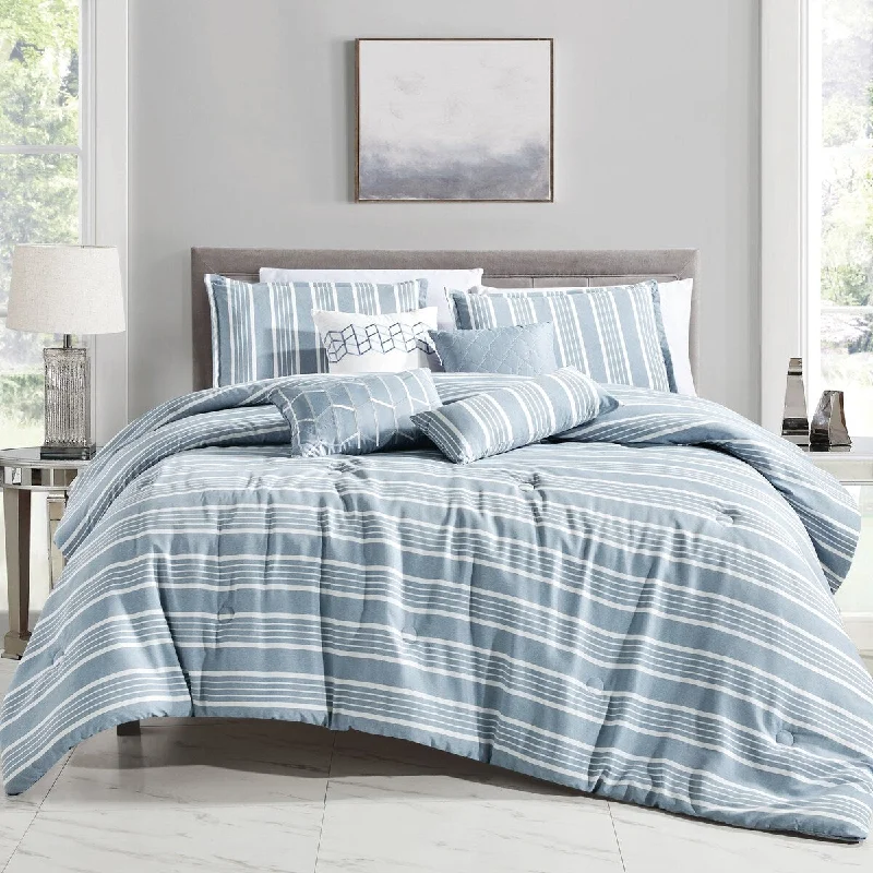 Full - size comforters suitable for full - sized beds in guest rooms or small bedroomsPorch & Den Emily Polyester 7Pc Comforter Set - BLUE