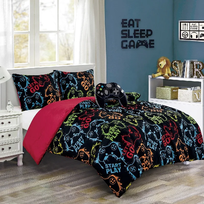 Synthetic - filled comforters like polyester for affordability and hypoallergenic propertiesPorch & Den Game Polyester 4Pc Comforter Set