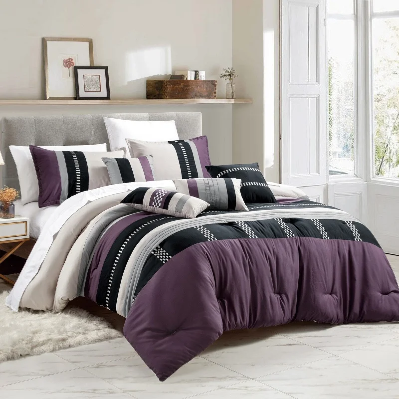 Microfiber - filled comforters that are lightweight and easy to care forPorch & Den Gianna Polyester 7Pc Comforter Set