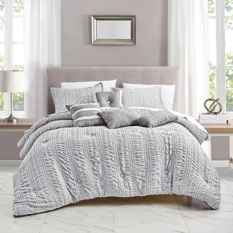 King - size comforters to fit large king - sized beds perfectlyPorch & Den Kinsley Polyester 7Pc Comforter Set - GREY