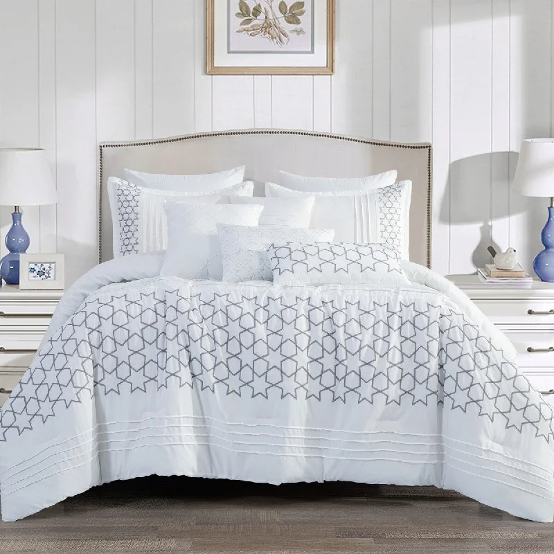 Duck down comforters with a softer feel and good warmth retentionPorch & Den Lilian Polyester 7Pc Comforter Set - WHITE