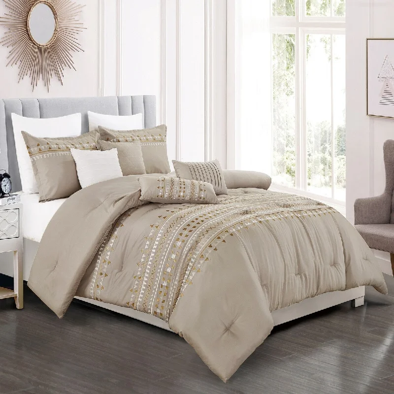 King - size comforters to fit large king - sized beds perfectlyPorch & Den Serenity Polyester 7Pc Comforter Set - TAUPE