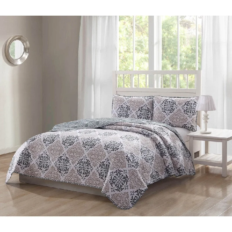 Queen - size comforters for standard queen - sized mattressesQuaint Home Palazzo Reversible 3-Piece Quilt Set - Taupe