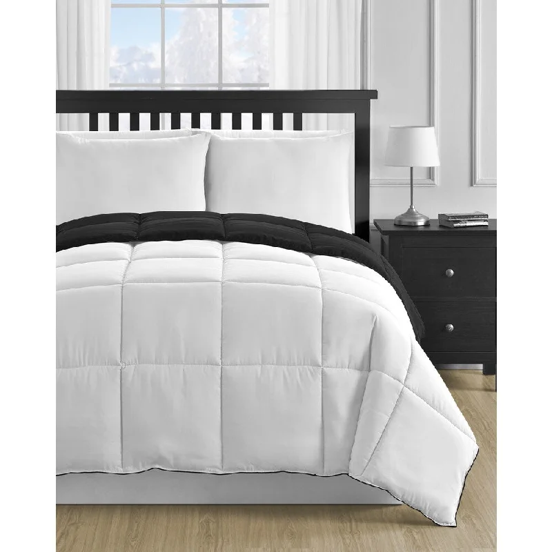 King - size comforters to fit large king - sized beds perfectlyReversible Black and White 3-piece Comforter Set