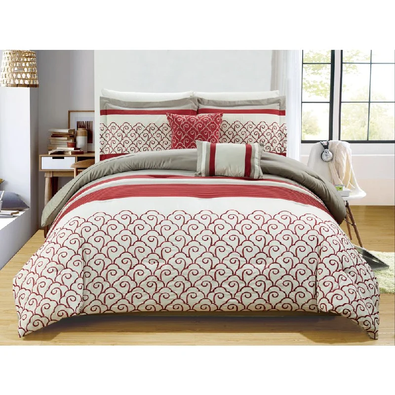 Duck down comforters with a softer feel and good warmth retentionRT Designers Collection Carteret Embroidered 5-Piece Comforter Set